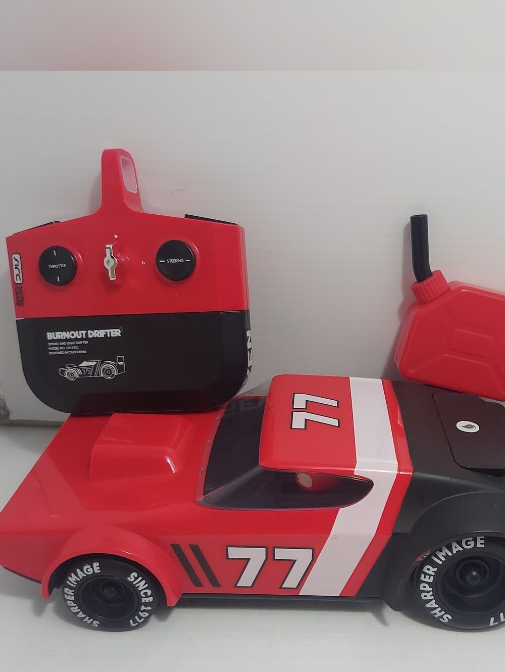 Sharper Image Red and White Remote-Control Drift Car & Burnout Toy Works Great